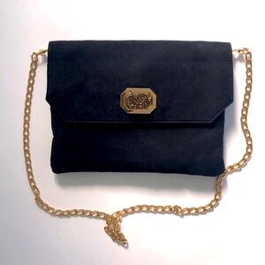 Deux Lux Black Clutch with Gold Chain